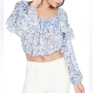 LoveShackFancy Ruffle Popover Top In Biscay Blue